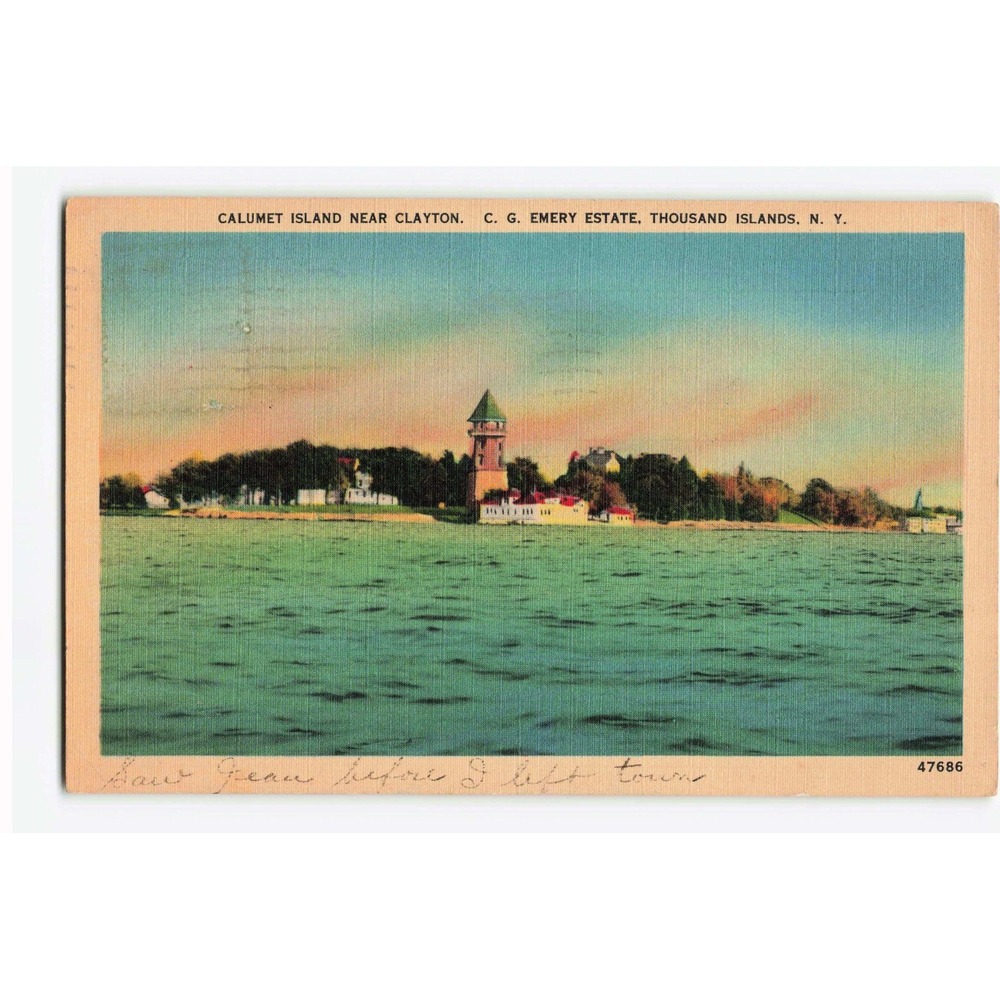 Vintage 1941 Calumet Island C. G. Emery Estate Thousand Islands NY Postcard